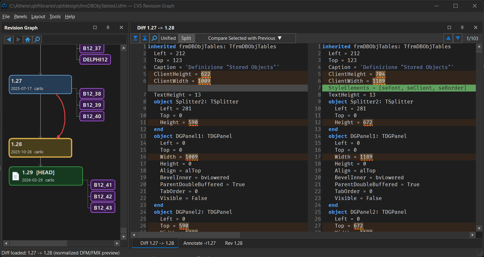 Diff viewer with side-by-side comparison